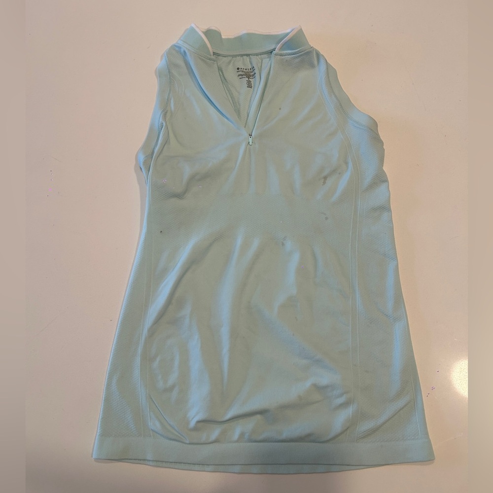 Athleta Baby Blue Zip-Up Golf Top Top